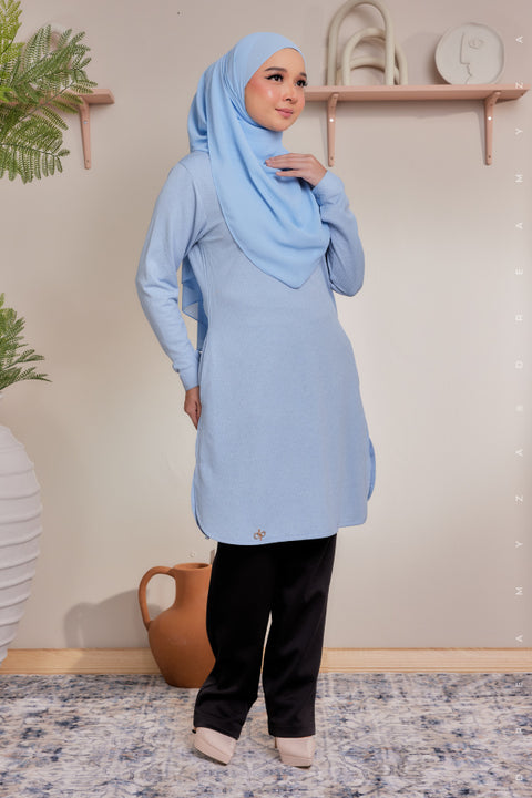 Lana Ironless PolyCotton Knitted Long Top Blouse.