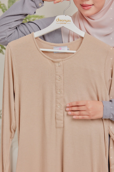 Lily Ironless Cotton Knitted Long Top Blouse.