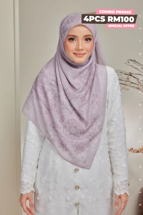 Memories of Joy Printed Luxe Cotton Voile Bawal Square Scarf