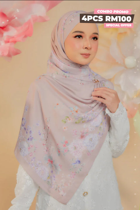 Blooming Garden Series in Miracle [Premium Printed Korean Chiffon Shawl]