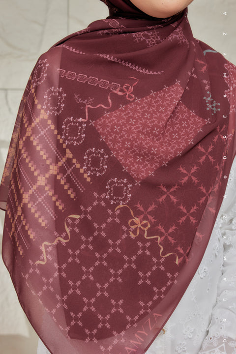 Nura Printed Premium Heavy Chiffon Shawl Tudung