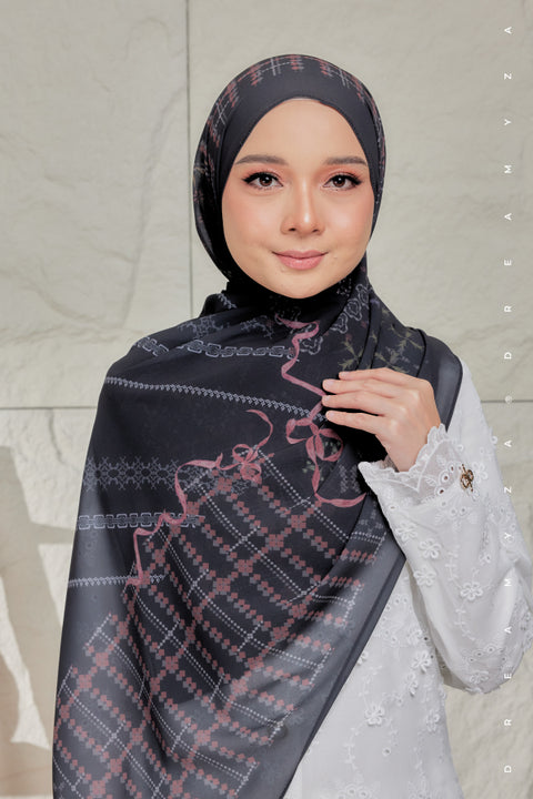Nura Printed Premium Heavy Chiffon Shawl Tudung