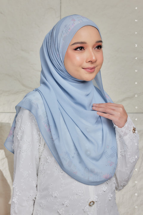 Nura Printed Premium Heavy Chiffon Shawl Tudung