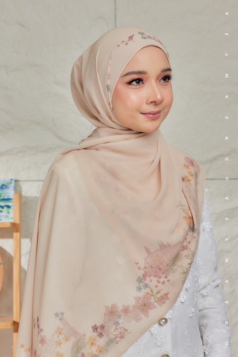Nura Printed Premium Heavy Chiffon Shawl Tudung