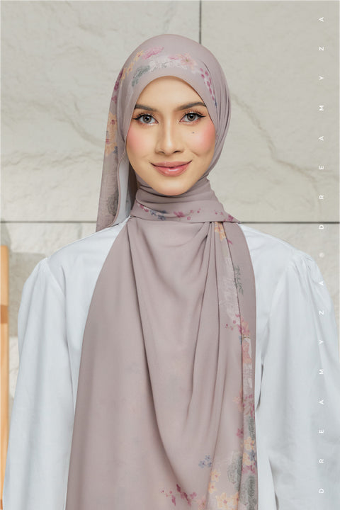 Nura Printed Premium Heavy Chiffon Shawl Tudung