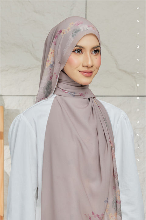 Nura Printed Premium Heavy Chiffon Shawl Tudung