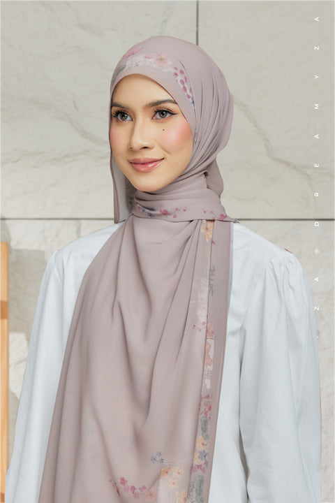 Nura Printed Premium Heavy Chiffon Shawl Tudung