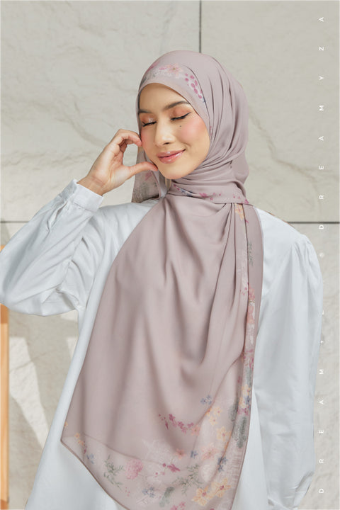 Nura Printed Premium Heavy Chiffon Shawl Tudung