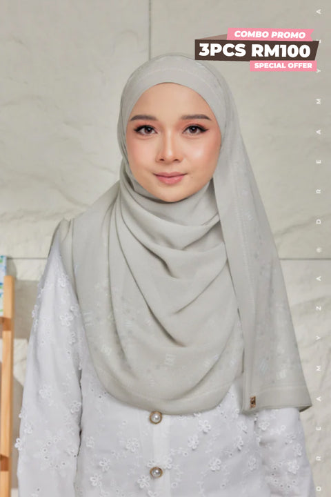 Nura Printed Premium Heavy Chiffon Shawl Tudung