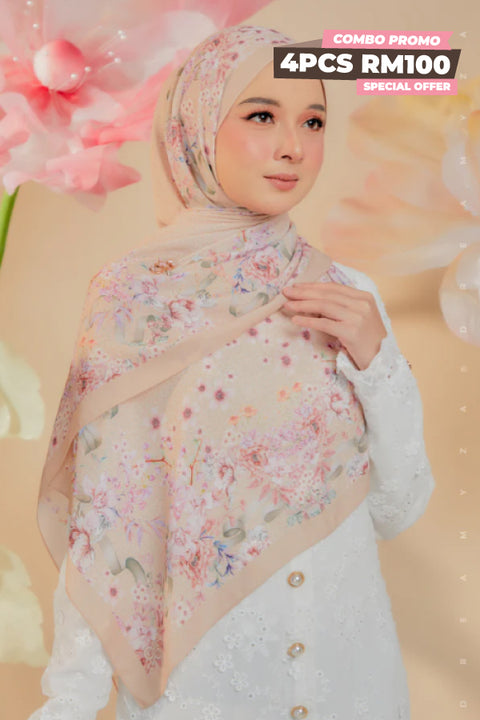 Blooming Garden Series in Peace [Premium Printed Korean Chiffon Shawl]