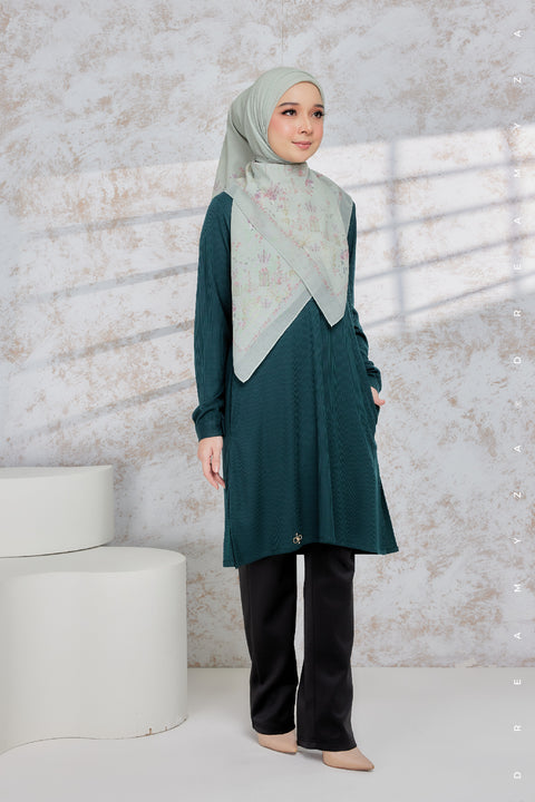 Lily Ironless Cotton Knitted Long Top Blouse ( New Colour )