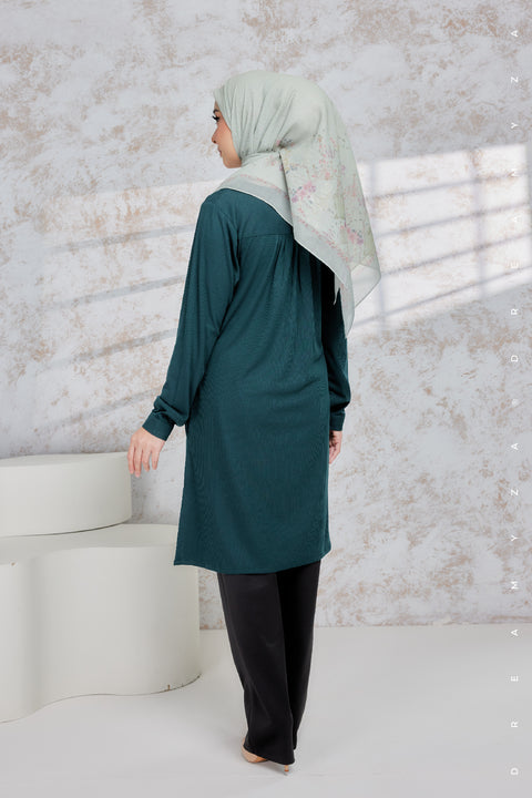 Lily Ironless Cotton Knitted Long Top Blouse ( New Colour )