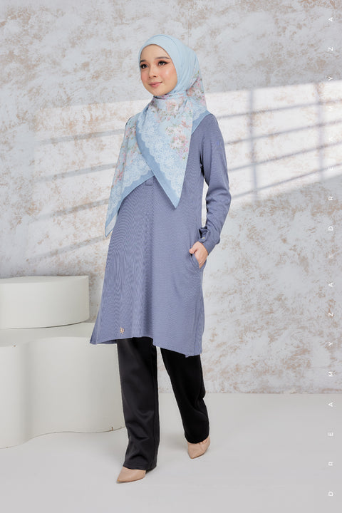Lily Ironless Cotton Knitted Long Top Blouse ( New Colour )