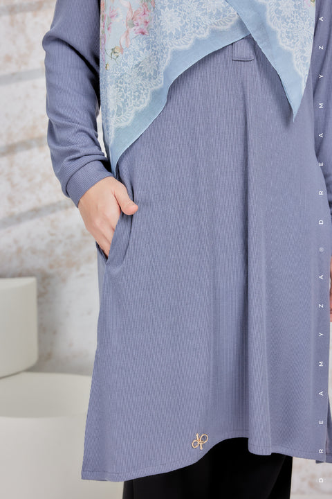 Lily Ironless Cotton Knitted Long Top Blouse ( New Colour )