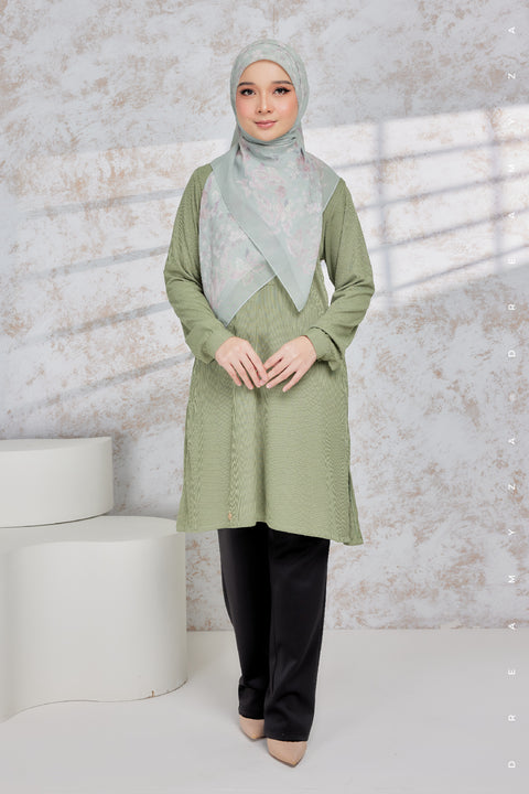 Lily Ironless Cotton Knitted Long Top Blouse ( New Colour )