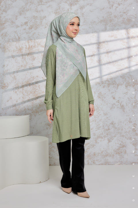 Lily Ironless Cotton Knitted Long Top Blouse ( New Colour )