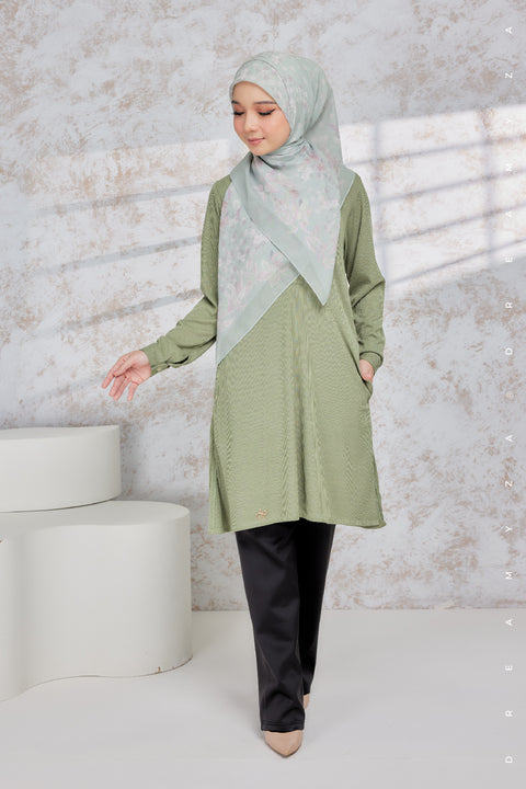 Lily Ironless Cotton Knitted Long Top Blouse ( New Colour )