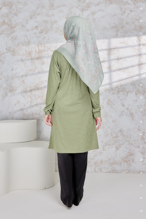 Lily Ironless Cotton Knitted Long Top Blouse ( New Colour )
