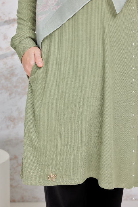 Lily Ironless Cotton Knitted Long Top Blouse ( New Colour )