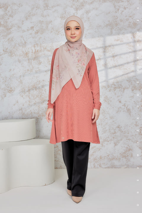 Lily Ironless Cotton Knitted Long Top Blouse ( New Colour )