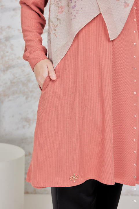Lily Ironless Cotton Knitted Long Top Blouse ( New Colour )