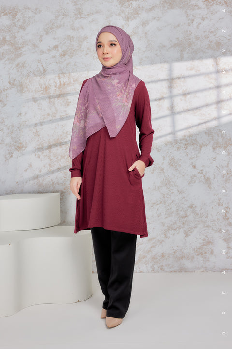 Lily Ironless Cotton Knitted Long Top Blouse ( New Colour )