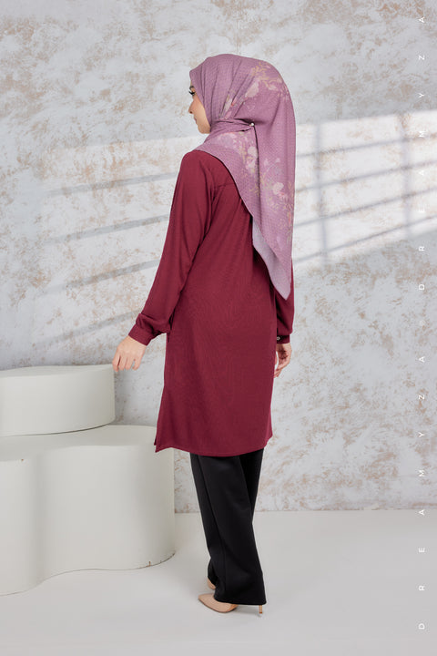 Lily Ironless Cotton Knitted Long Top Blouse ( New Colour )