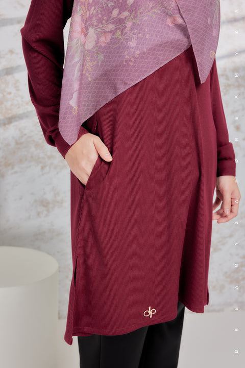 Lily Ironless Cotton Knitted Long Top Blouse ( New Colour )