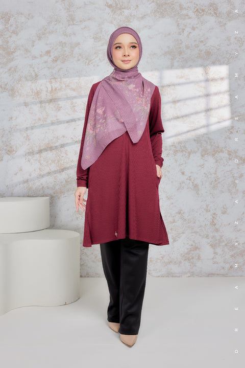 Lily Ironless Cotton Knitted Long Top Blouse ( New Colour )