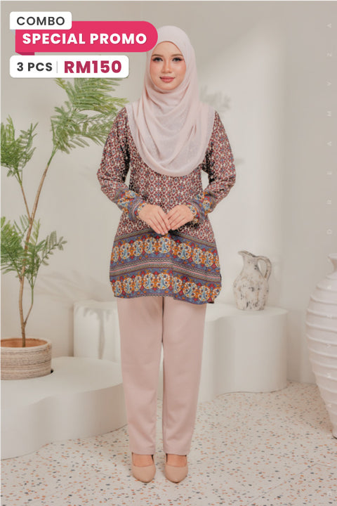 Dira Printed Ironless Tunic Long Top Blouse.