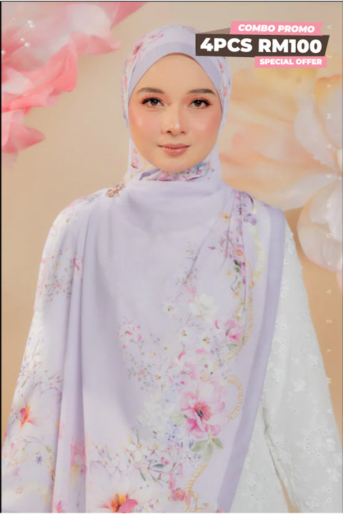 Blooming Garden Series in Radiant [Premium Printed Korean Chiffon Shawl]