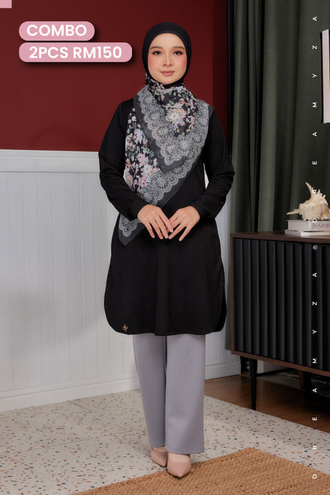 Lana Ironless PolyCotton Knitted Long Top Blouse