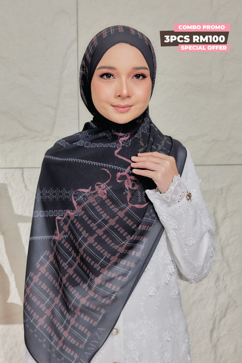 Nura Printed Premium Heavy Chiffon Shawl Tudung