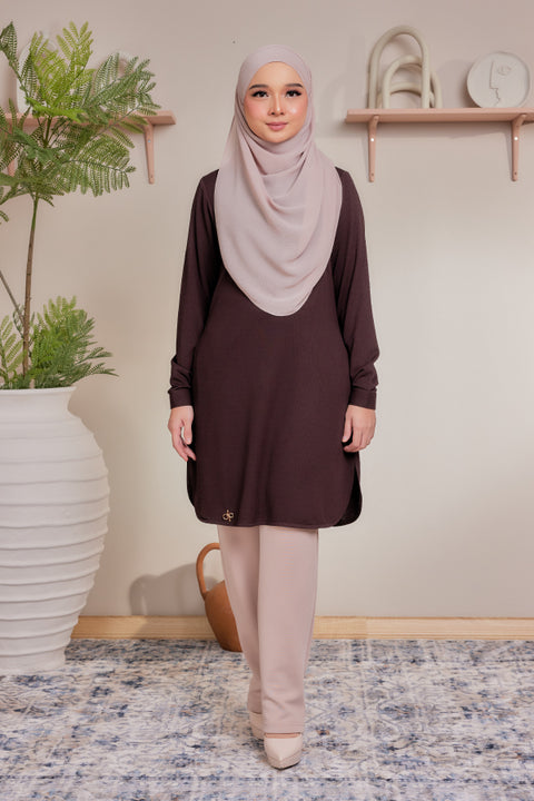 Lana Ironless PolyCotton Knitted Long Top Blouse