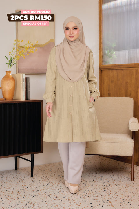 Lisa ironless Cotton Jacquard Tunic Long Top
