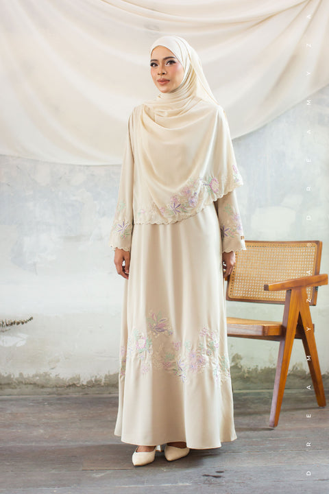 Anggerik Embroidered Jubah Abaya with Shawl