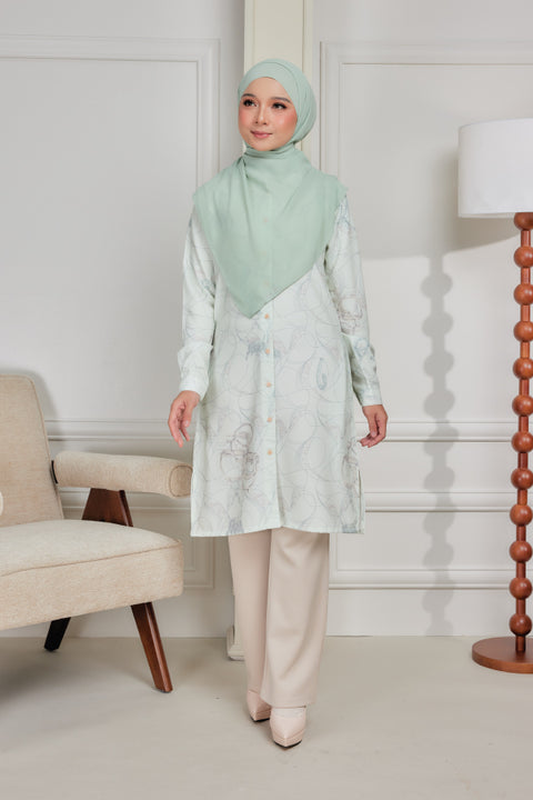 Mysa Printed Exclusive Heavy Chiffon Crepe Long Blouse 2.0