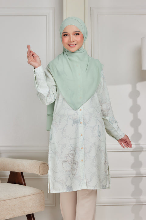 Mysa Printed Exclusive Heavy Chiffon Crepe Long Blouse 2.0