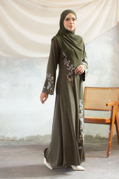 Kencana Embroidered Jubah Abaya with Shawl