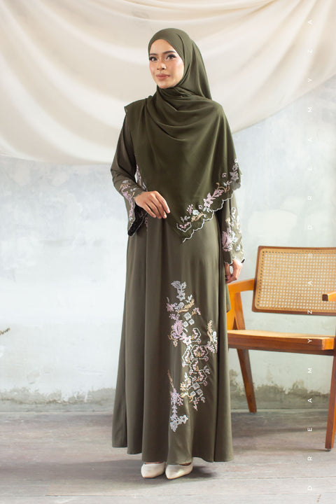 Kencana Embroidered Jubah Abaya with Shawl