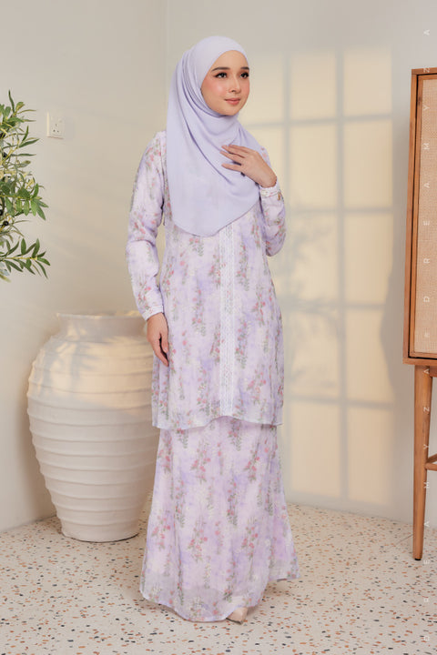 Amira Printed Chffion with Mini Lace Modern Kurung