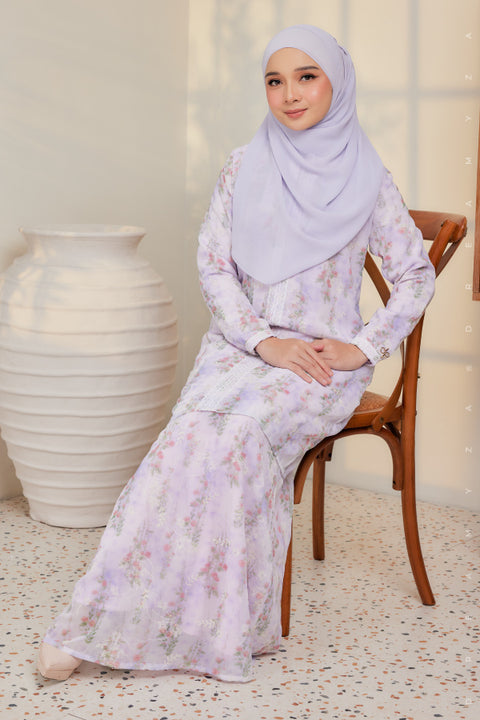 Amira Printed Chffion with Mini Lace Modern Kurung