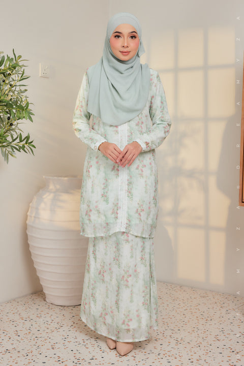 Amira Printed Chffion with Mini Lace Modern Kurung