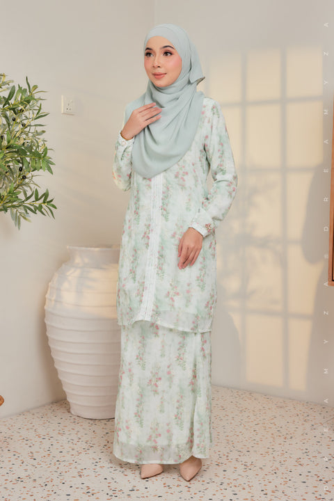 Amira Printed Chffion with Mini Lace Modern Kurung