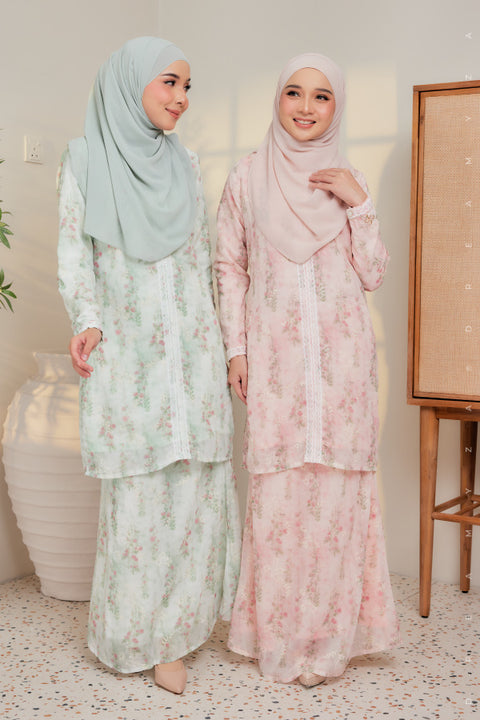 Amira Printed Chffion with Mini Lace Modern Kurung