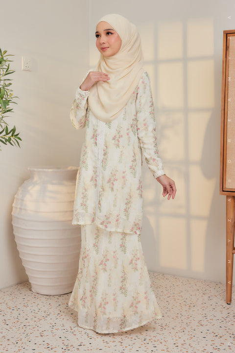 Amira Printed Chffion with Mini Lace Modern Kurung