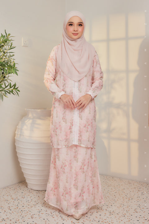 Amira Printed Chffion with Mini Lace Modern Kurung