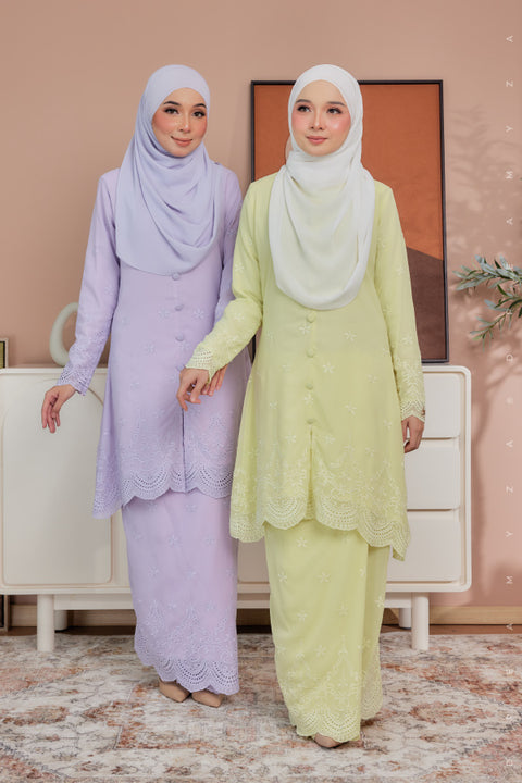 Atia Embroidered Sulam Chiffon Kebaya Riau Kurung Moden