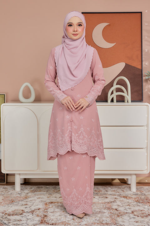 Atia Embroidered Sulam Chiffon Kebaya Riau Kurung Moden