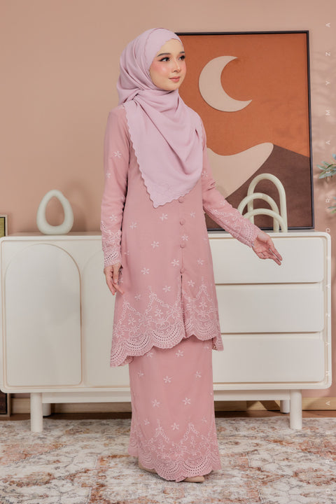 Atia Embroidered Sulam Chiffon Kebaya Riau Kurung Moden